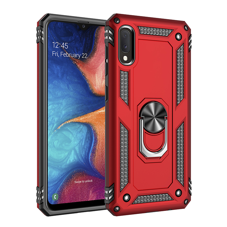 Samsung Galaxy A10e Tech Armor RING Grip Case with Metal Plate (Red)